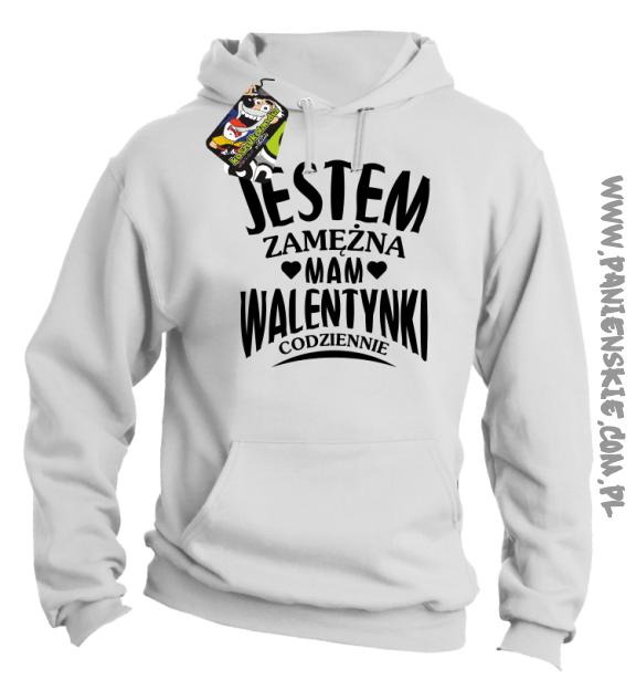 Jestem zamężna mam Walentynki codziennie - Bluza męska z kapturem biała