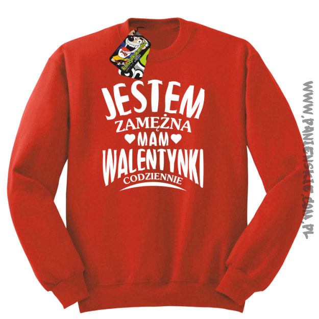 Jestem zamężna mam Walentynki codziennie - Bluza męska standard bez kaptura czerwona 