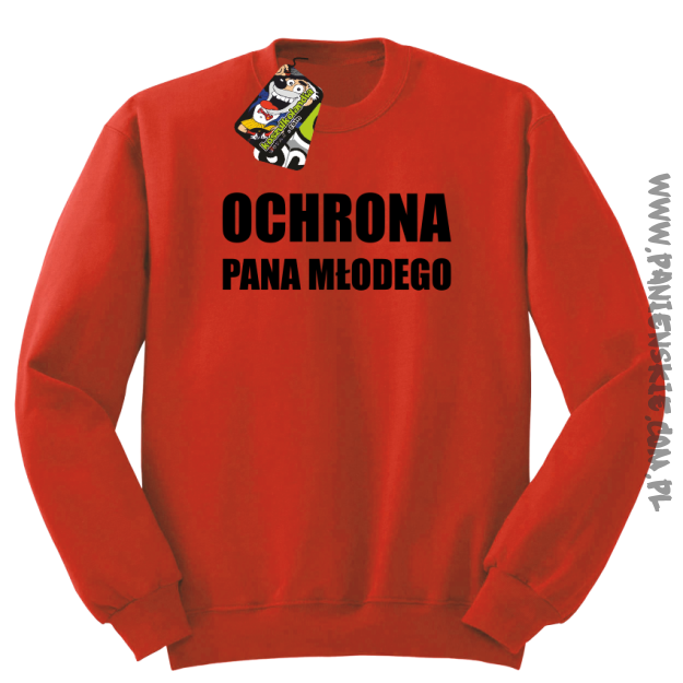 OCHRONA Pana Młodego - bluza męska bez kaptura czerwona