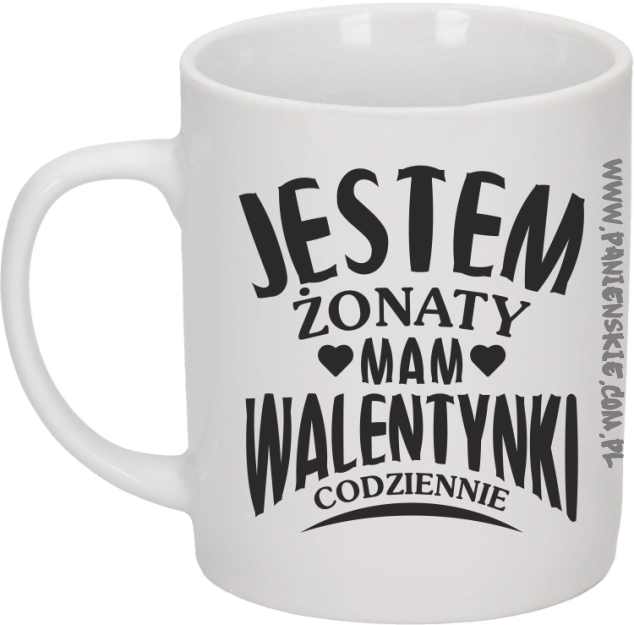 Jestem żonaty mam Walentynki codziennie - Kubek ceramiczny biały 