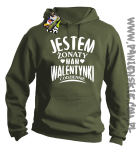 Jestem żonaty mam Walentynki codziennie - Bluza męska z kapturem khaki
